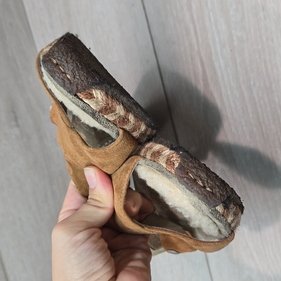 Ugg Australia Women 1689 Leather strap Sheepskin Wedge Sandals shoes sz 10 - Picture 5 of 13